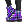 Black Purple Plaid Tartan Women's Boots-grizzshop