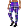 Black Purple Plaid Tartan Women's Joggers-grizzshop