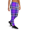 Black Purple Plaid Tartan Women's Joggers-grizzshop