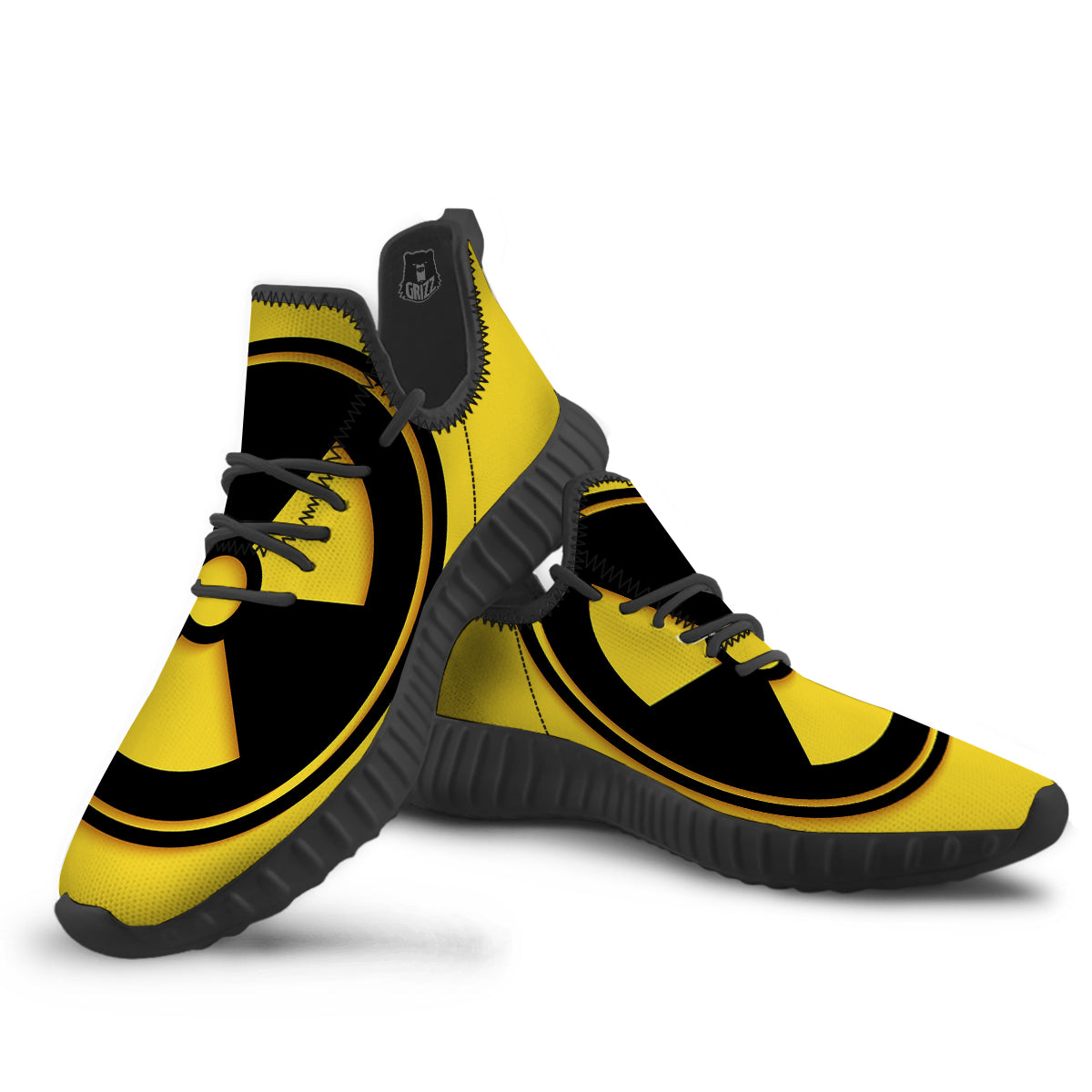 Black Radioactive On Yellow Print Black Walking Shoes-grizzshop