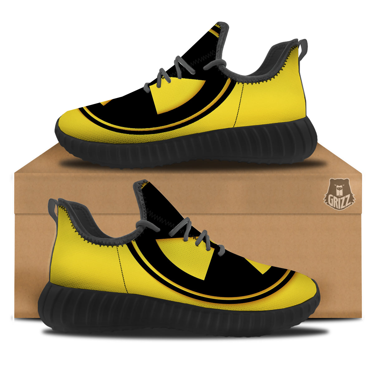 Black Radioactive On Yellow Print Black Walking Shoes-grizzshop