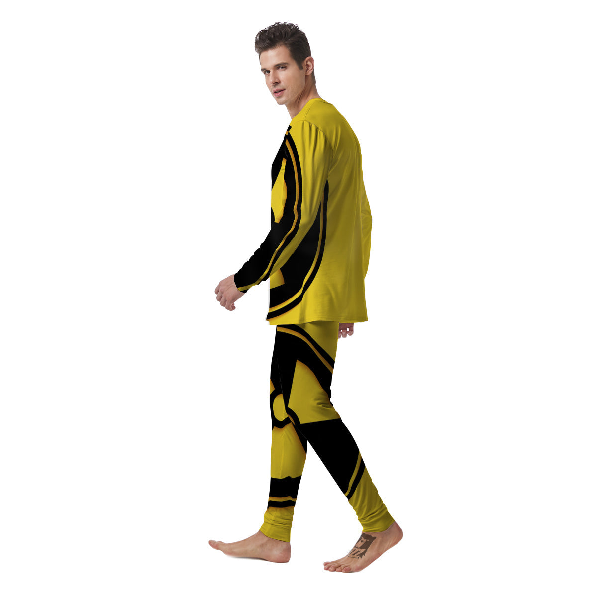 Black Radioactive On Yellow Print Men's Pajamas-grizzshop