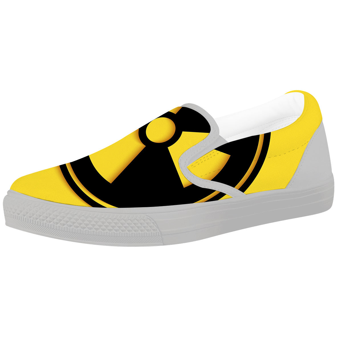 Black Radioactive On Yellow Print White Slip On Shoes-grizzshop