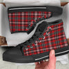 Black Red And White Tartan Print Pattern Black High Top Shoes-grizzshop