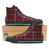 Black Red And White Tartan Print Pattern Black High Top Shoes-grizzshop