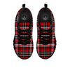 Black Red And White Tartan Print Pattern Black Sneaker-grizzshop