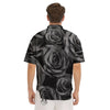 Black Rose Print Men's Short Sleeve Shirts-grizzshop