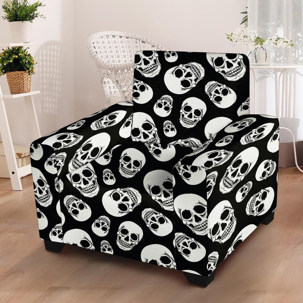 Black Skull Armchair Cover-grizzshop