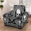 Black Skull Bandana Print Armchair Slipcover-grizzshop