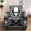 Black Skull Bandana Print Armchair Slipcover-grizzshop