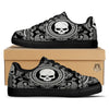 Black Skull Bandana Print Black Low Top Sneakers-grizzshop