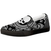 Black Skull Bandana Print Black Slip On Shoes-grizzshop