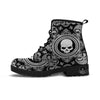 Black Skull Bandana Print Leather Boots-grizzshop