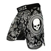 Black Skull Bandana Print MMA Shorts-grizzshop