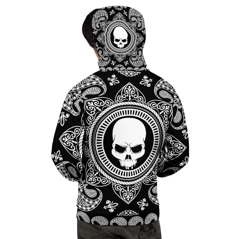 Black Skull Bandana Print Men's Hoodie-grizzshop