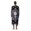 Black Skull Bandana Print Men's Robe-grizzshop