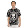 Black Skull Bandana Print Men's Short Sleeve Shirts-grizzshop