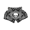 Black Skull Bandana Print Muay Thai Boxing Shorts-grizzshop