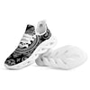 Black Skull Bandana Print White Running Shoes-grizzshop