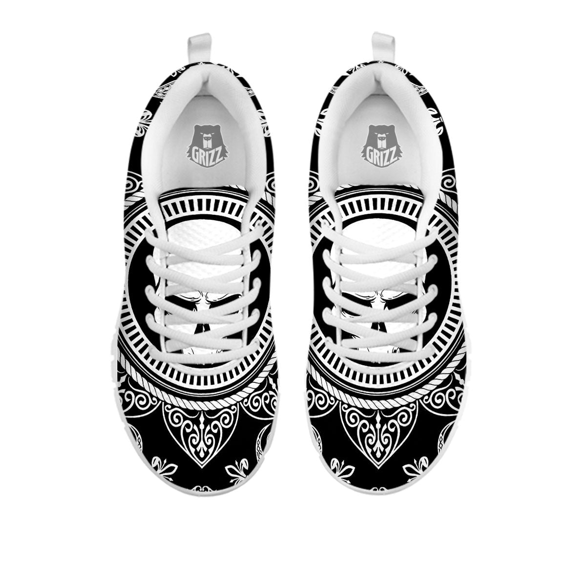 Black Skull Bandana Print White Sneaker-grizzshop