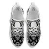 Black Skull Bandana Print White Walking Shoes-grizzshop