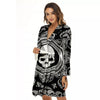 Black Skull Bandana Print Women's Robe-grizzshop