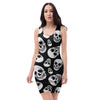 Black Skull Bodycon Dress-grizzshop