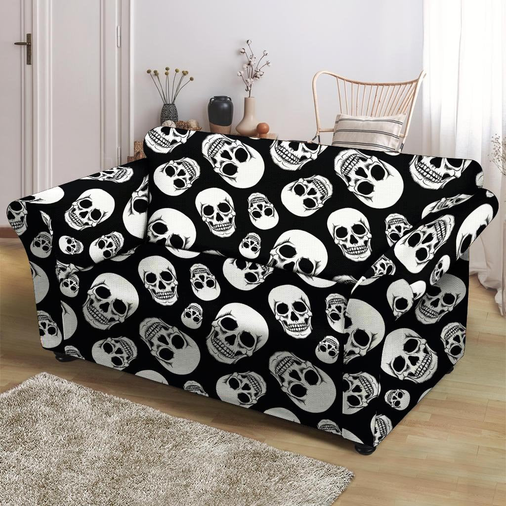 Black Skull Loveseat Cover-grizzshop