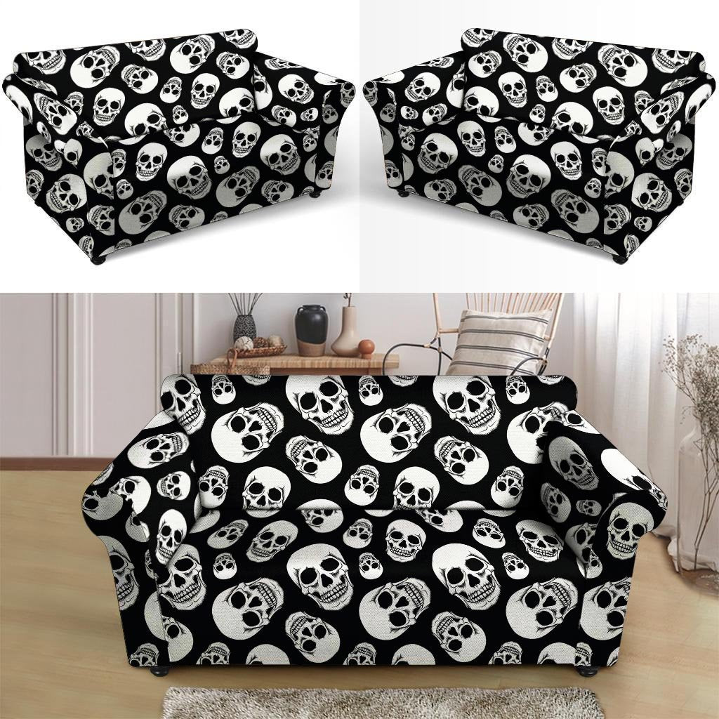 Black Skull Loveseat Cover-grizzshop