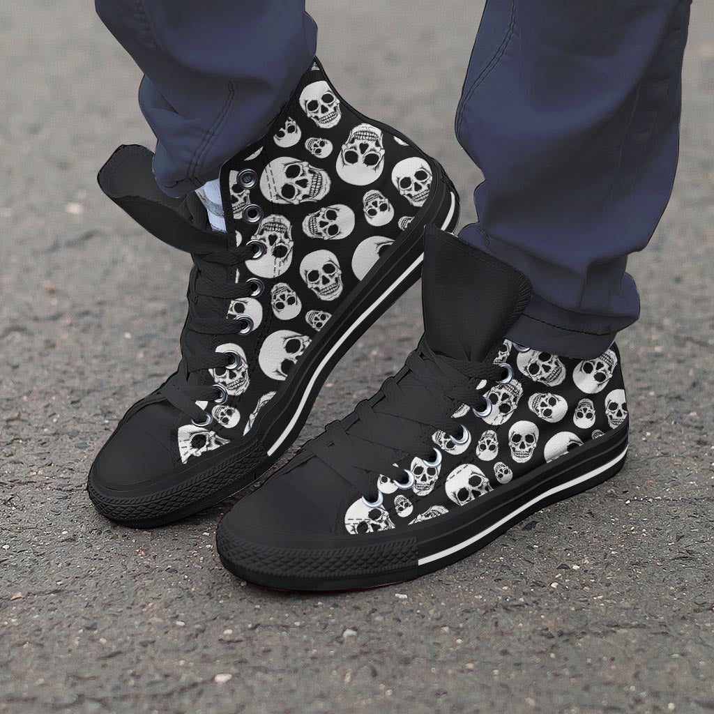 Black Skull Men's High Top Shoes-grizzshop