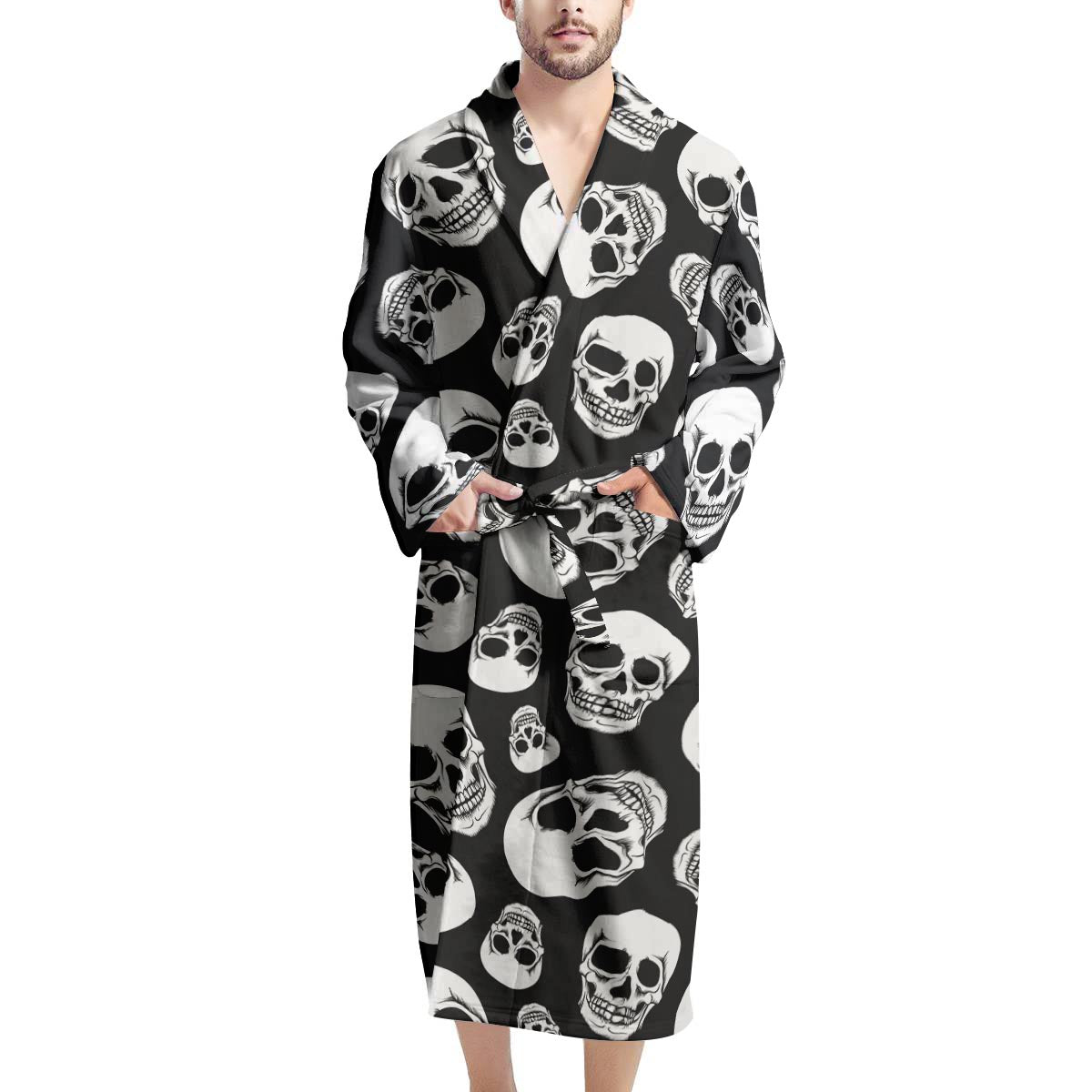 Black Skull Men's Robe-grizzshop