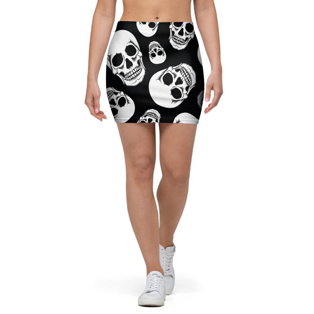 Black Skull Mini Skirt-grizzshop