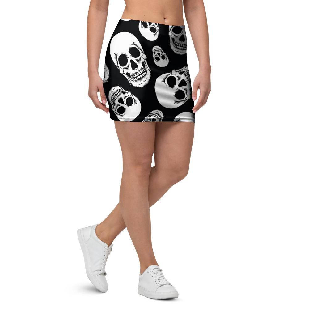 Black Skull Mini Skirt-grizzshop