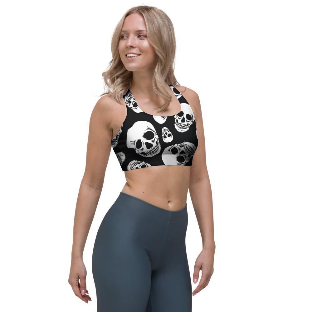 Black Skull Sports Bra-grizzshop