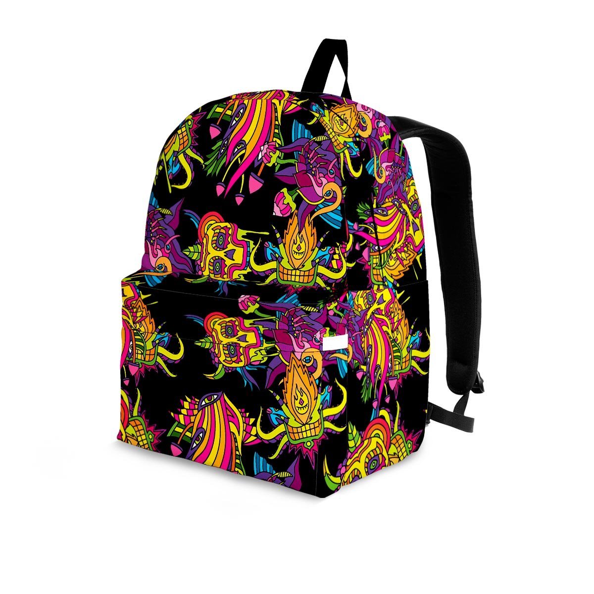 Black Skull Trippy Psychedelic Backpack-grizzshop