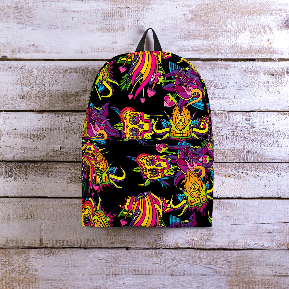 Black Skull Trippy Psychedelic Backpack-grizzshop