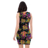 Black Skull Trippy Psychedelic Bodycon Dress-grizzshop