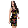 Black Skull Trippy Psychedelic Bodycon Dress-grizzshop