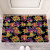 Black Skull Trippy Psychedelic Door Mat-grizzshop