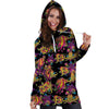 Black Skull Trippy Psychedelic Hoodie Dress-grizzshop