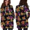 Black Skull Trippy Psychedelic Hoodie Dress-grizzshop