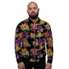 Black Skull Trippy Psychedelic Men's Bomber Jacket-grizzshop