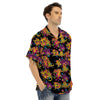 Black Skull Trippy Psychedelic Men’s Hawaiian Shirt-grizzshop