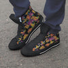 Black Skull Trippy Psychedelic Men's High Top Shoes-grizzshop