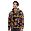 Black Skull Trippy Psychedelic Men's Hoodie-grizzshop