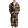 Black Skull Trippy Psychedelic Men's Robe-grizzshop