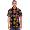 Black Skull Trippy Psychedelic Men's Short Sleeve Shirt-grizzshop