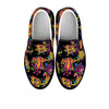 Black Skull Trippy Psychedelic Men's Slip On Sneakers-grizzshop