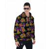 Black Skull Trippy Psychedelic Men's Zip Up Hoodie-grizzshop