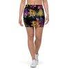 Black Skull Trippy Psychedelic Mini Skirt-grizzshop